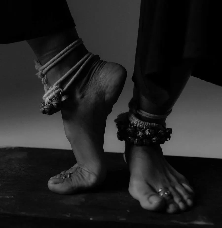 Dancer's feet with ritual bells